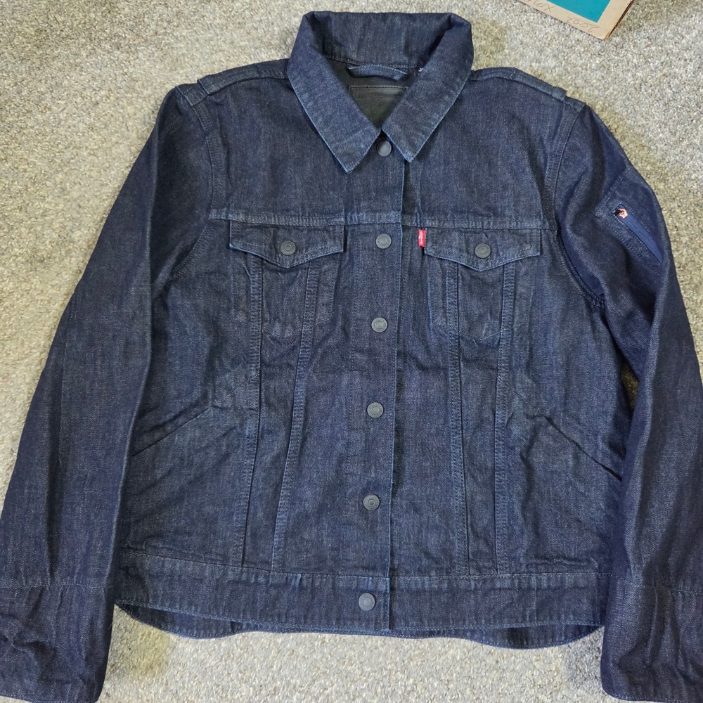 Levis Commuter Trucker Jacket Womens XL Dark Indigo Denim Utility Coat 287720000